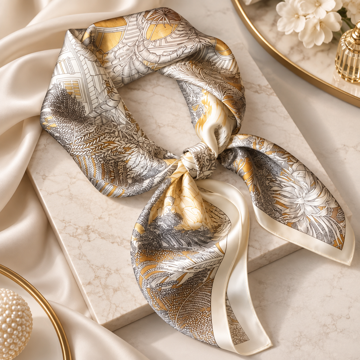 Gemviera | Gilded Eden Silk Scarf