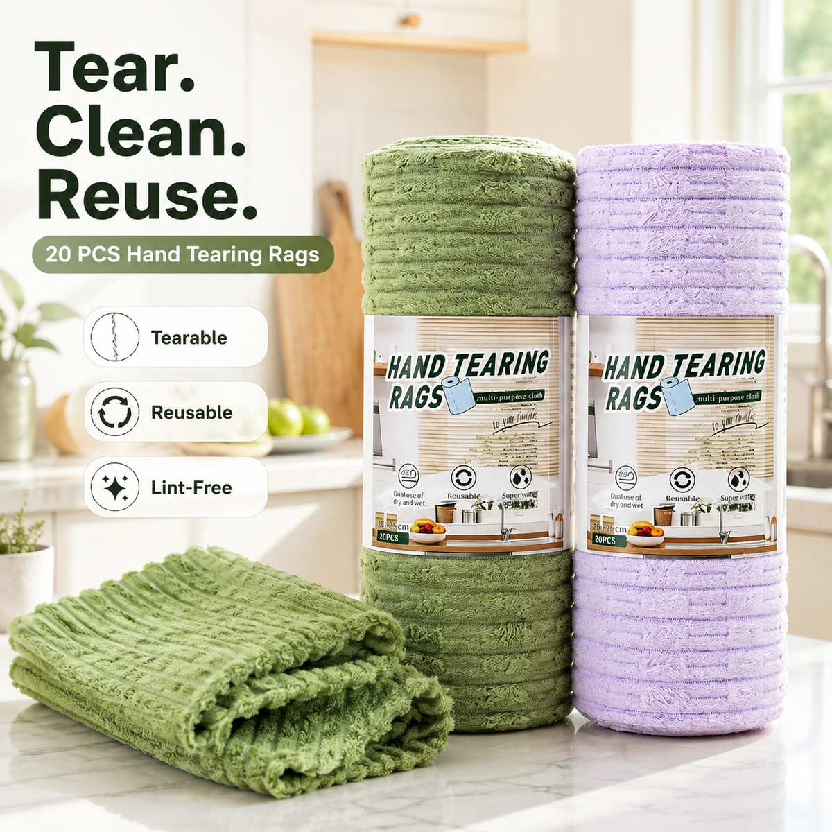 🧽Reusable Antibacterial Cleaning Cloths – Heavy-Duty, Super Absorbent, Lint-Free & Streak-Free