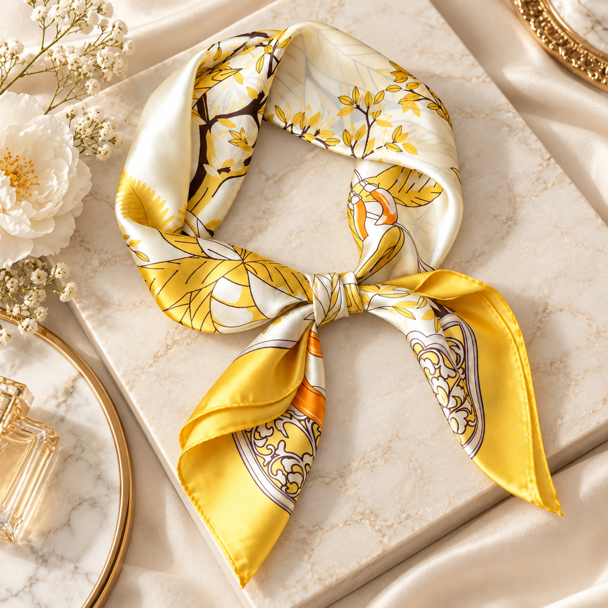 Gemviera | Golden Willow Silk Scarf