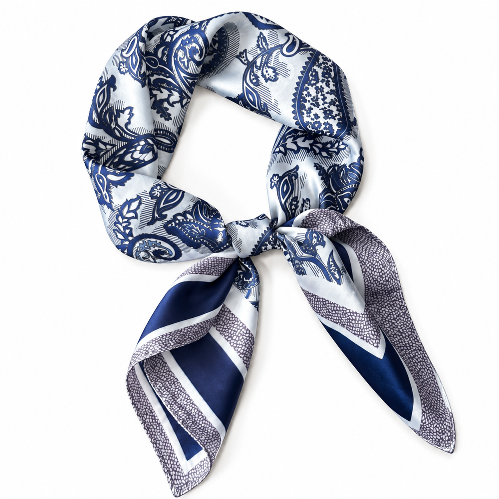 Gemviera | Azure Porcelain Silk Scarf
