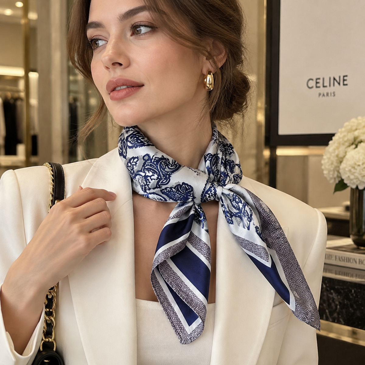 Gemviera | Azure Porcelain Silk Scarf