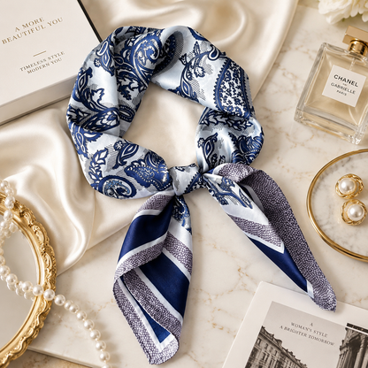Gemviera | Azure Porcelain Silk Scarf