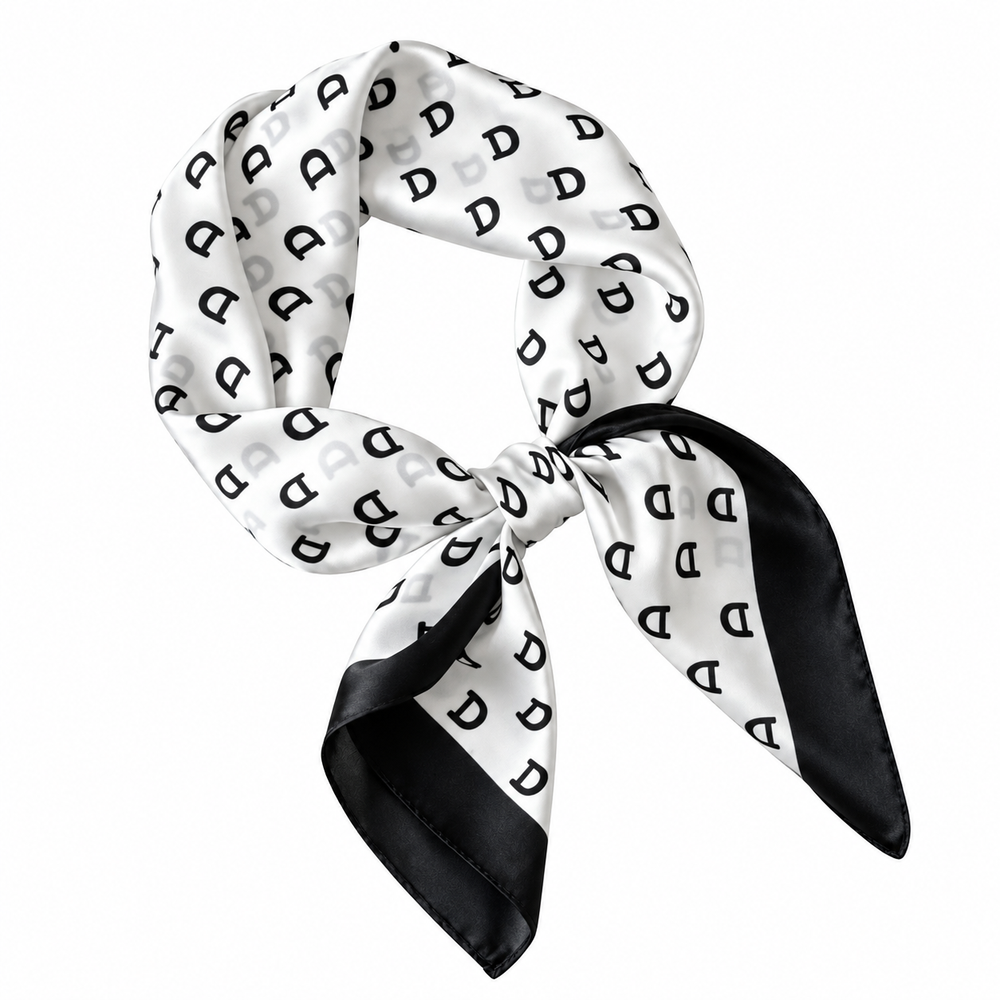 Gemviera | Monogram Noir Silk Scarf