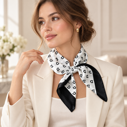 Gemviera | Monogram Noir Silk Scarf