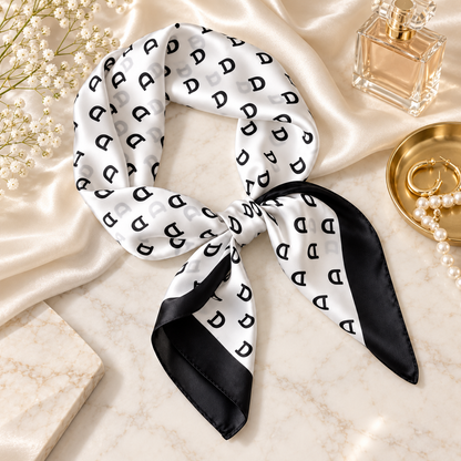 Gemviera | Monogram Noir Silk Scarf