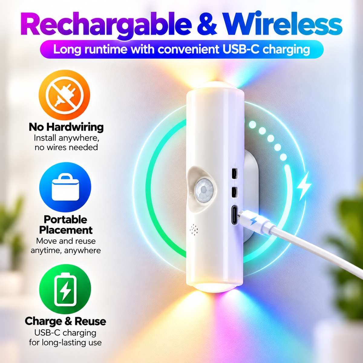 ✨ Magnetic Smart Motion Sensor with RGB Lighting – Customizable Ambience 🌈💡