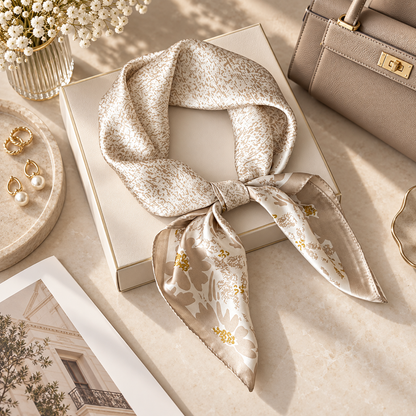 Gemviera | Champagne Bloom Silk Scarf